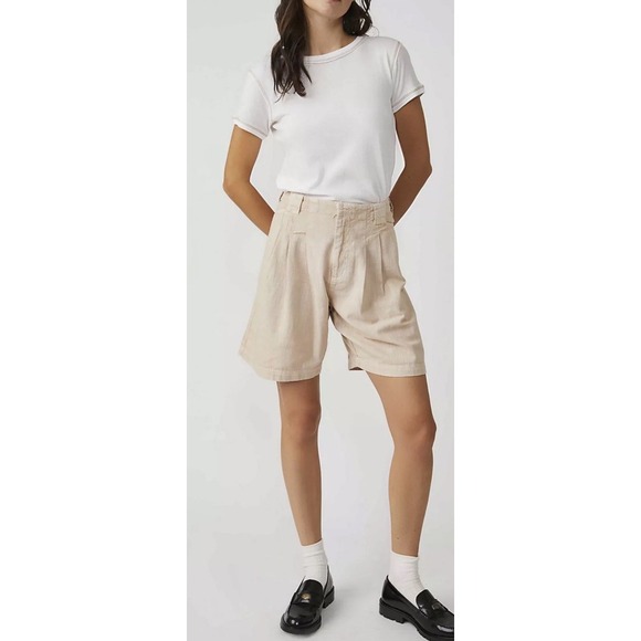 Free People Womens Say So Pleated Trouser Shorts Cotton Pebble Sz 6 - Picture 2 of 13